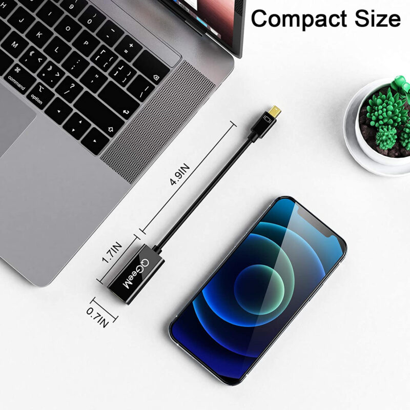 QG-HD10 Mini Displayport to HDMI Adapter, QGeeM Mini DP to HDMI Adapter 1080P@60Hz with Gold Plated Compatible with MacBook Pro, MacBook Air, Mac Mini, Microsoft Surface Pro 3/4, etc (Black) - Image 6