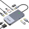 QG-D3908 QGeeM USB 3.0 Docking Station, USB C Hub to HDMI Multiport Adapter,USB Hub Dual HDMI VGA Monitor Triple Display Portable Laptop USB Dock Compatible with MacBook M1