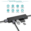 QG-UH05-1A QGeeM USB 3.0 Hub, USB 3.0 Extension Ultra-Slim 5 Port Data USB Hub Adapter with 2.5 ft USB Extended,3 USB 3.0 Port, Card Reader Compatible with MacBook, Mac/Surface Pro, iMac, XPS, Flash Drive - Image 2