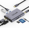 QG-UH08-1 USB C Hub Adapter,QGeeM 8-in-1 4K USB C to HDMI Type C to Ethernet 1G,USB C to USB 3.0 3.5mm AUX,Type C Card Reader,3.0 Power Delivery,Portable Compatible with MacBook 2018 Ipad Pro XPS13 Galaxy S10