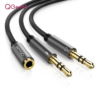 QG-AU06 QGeeM-separador de auriculares para ordenador, 3,5mm, hembra a 2 macho, 3,5mm, Cable divisor de Audio Y micrófono, adaptador de auriculares a PC, Cable auxiliar