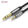 QG-AU02 QGeeM-Cable auxiliar adaptador de 3,5mm a 6,35mm para amplificador mezclador, reproductor de CD, altavoz chapado en oro, conector 3,5 a conector 6,5, Cable de Audio macho