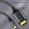QG-UA09-12 USB C to HDMI Cable, QGeeM USB Type C to HDMI Cable 6ft 4K@60Hz Braided Cable Adapter (Thunderbolt 3 Compatible) Compatible with MacBook Pro 2020/2019,iPad Pro,Surface,XPS 13/15,Galaxy S20 and More - Image 4